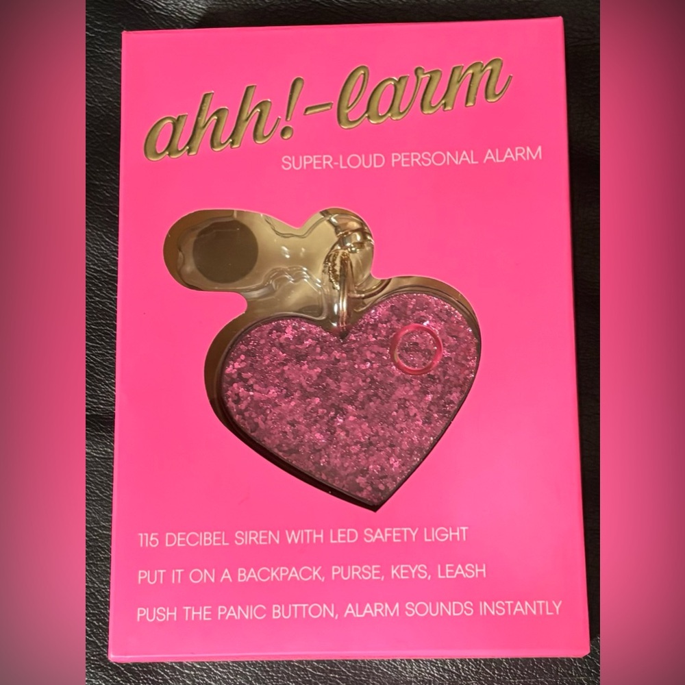 Ahh-larm magenta glitter heart personal alarm keychain